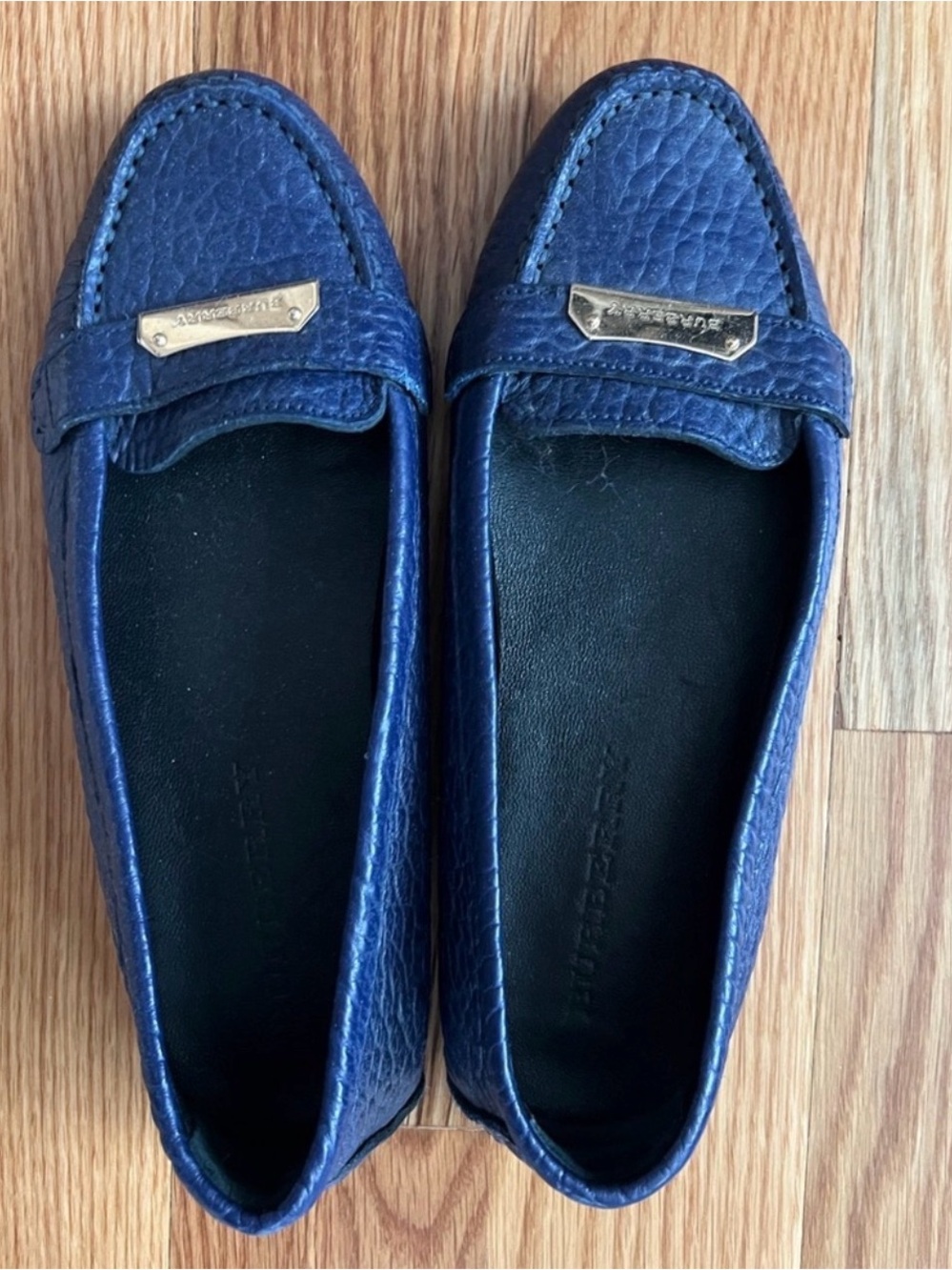 Burberry Women's Navy Blue Leather Loafers
